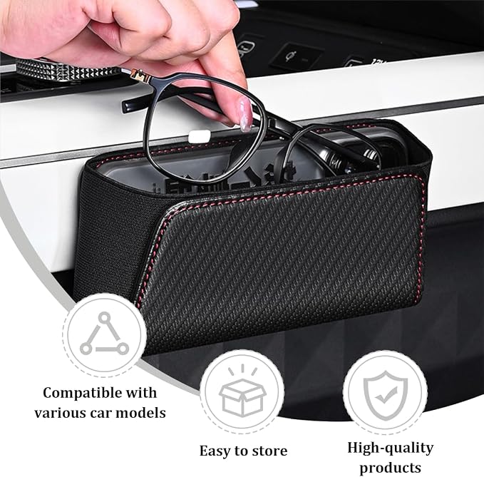 Car Seat Side Storage Pocket, Leather Multifunctional Vehicle Console Side Pouch Organizer, Small Automotive Door Tray Pouch Bag Accessories, Universal for SUV, Sedan, Truck (Carbon Fiber) - Image 4