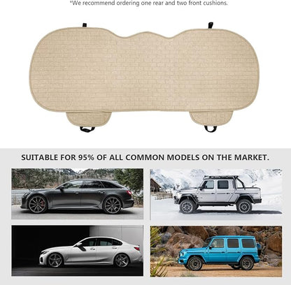 Car Seat Cover for Rear Seats, Comfortable Linen Seats Cushion Pad Mat with Storage Pockets, Anti-Slip Breathable Bottom Long Rear Seat Cover Protector for SUV Truck Van (Beige) - Image 6