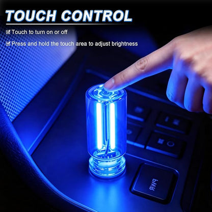 iFunyLED Car Interior USB LED Night Light, Portable Touch dimmable Car Ambient Lighting Kit, Retro Mini Transparent Glass Bottle Lamp Decorations for Vehicle Camping Bedroom Hallway, Pack of 2(Blue) - Image 4