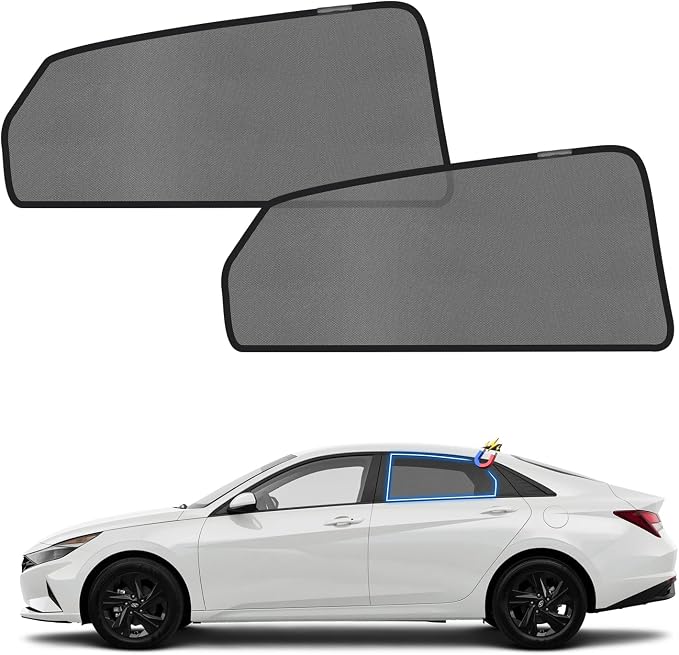 KUST Car Window Shades for 2021-2025 2026 Hyundai Elantra Accessories, Breathable Mesh Magnetic Window Covers, Rear Back Side Window Sun Shades UV Block Privacy Protection for Baby Camping 2PCS by KUST