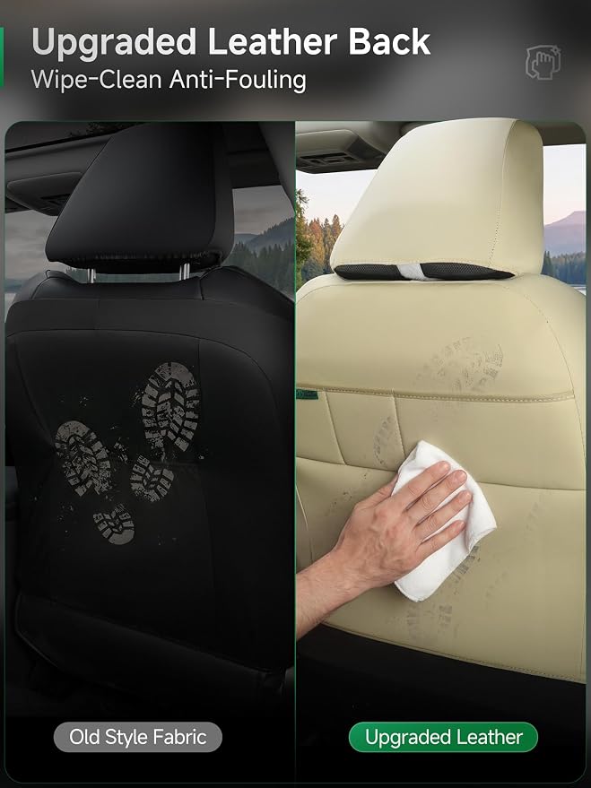 GIANT PANDA 2PCS Front Seat Covers for Subaru Outback Forester Crosstrek Legacy Impreza, Faux Leather Bucket Seat Cover Fit Subaru Seat Protectors-Solid Beige - Image 7