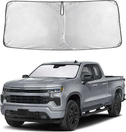 Autovir Windshield Sun Shade Fit for 2019-2026 Chevrolet Silverado 1500 | Sunshade, Front Car Window Shades Sun Visor, Blocks UV Rays & Heat, Car Accessories by Autovir