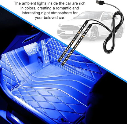 Car LED Strip Light, 12V 24 LED Vehicle Under Dash Neon Ambient Night Decor Lamp with USB Port, Automotive Interior Lighting Accessories, Universal for SUV Truck Sedan (Blue) - Image 3