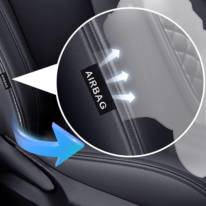 TTX LIGHTING Seat Covers for Toyota Corolla Cross 2023-2026 Hybrid Only | Custom Fit Cross SE XES Seat Covers Full Set, waterproof Faux Leather, airbag compatible, breathable comfort, Black+Grey - Image 5