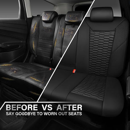 CAR PASS 3D Foam Mesh Leather Back Bench Car Seat Covers,Breathable Rear Seat Cover Universal Fit for Most Cars Sedans SUVs Vans Small Trucks 95% Automotive Backseat, Black - Image 6