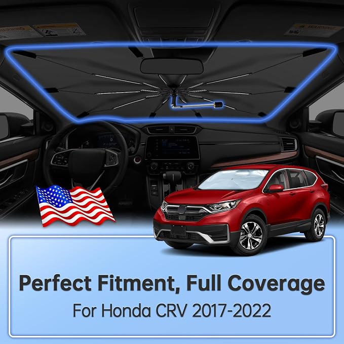 Windshield Sun Shade Umbrella for Honda CRV 2017-2022 Front Window | 360 Rotation Foldable Car Sunshade, Highly Reflective Sun Shield Visor for UV Protection, Keep Car Cool Accessories - Image 2