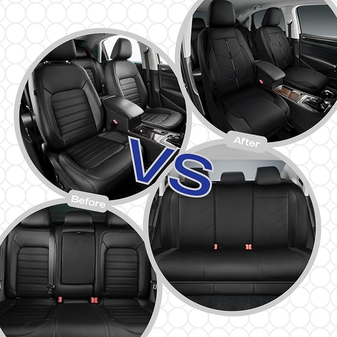 Skechers Car Seat Covers,Luxury Faux Leather Seat Covers,Waterproof Anti Slip Car Seat ProtectorFull Set,Car Accessories Airbag Universal Fit for Most Cars,Vans,Trucks,SUV,Black - Image 7