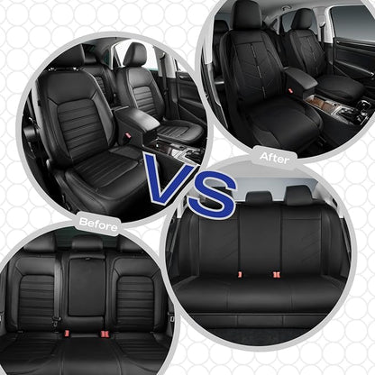 Skechers Car Seat Covers,Luxury Faux Leather Seat Covers,Waterproof Anti Slip Car Seat ProtectorFull Set,Car Accessories Airbag Universal Fit for Most Cars,Vans,Trucks,SUV,Black - Image 7