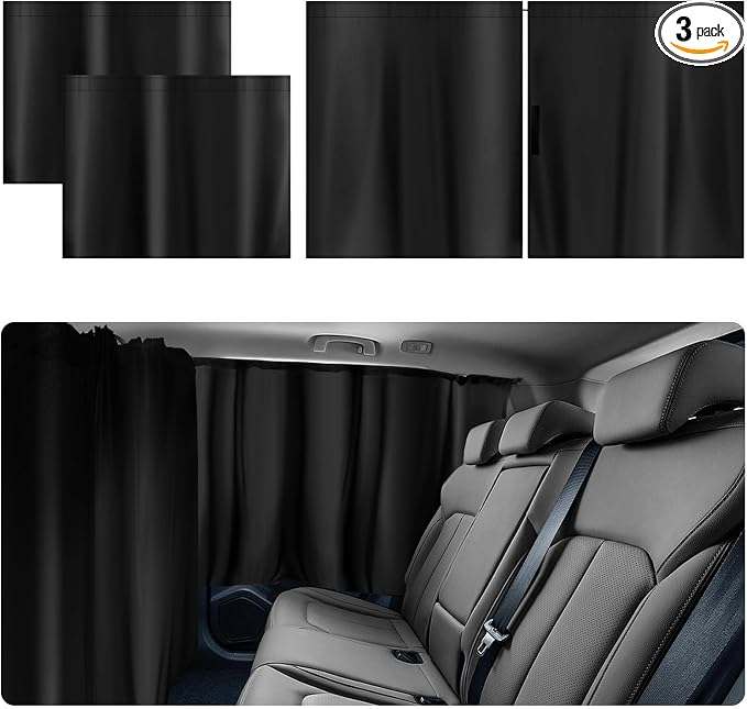 3PCS Larger Size Car Window Shades,Upgraded Car Curtains for Blocking Sunlight & Providing Privacy Protection,Essential Cars Privacy Curtains Includes Rear Window & Divider Curtain by VKQTS