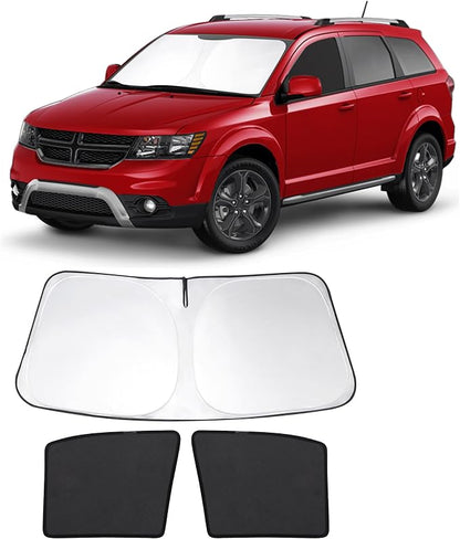 3PCS Car Window Shades Front Windshield Sun Shade Foldable Window Shade Custom Fit for Do-dge Journey 2009-2020 Accessories Car Shades for Front Windows Anti-UV Rays Block Heat by FannycCargoCover