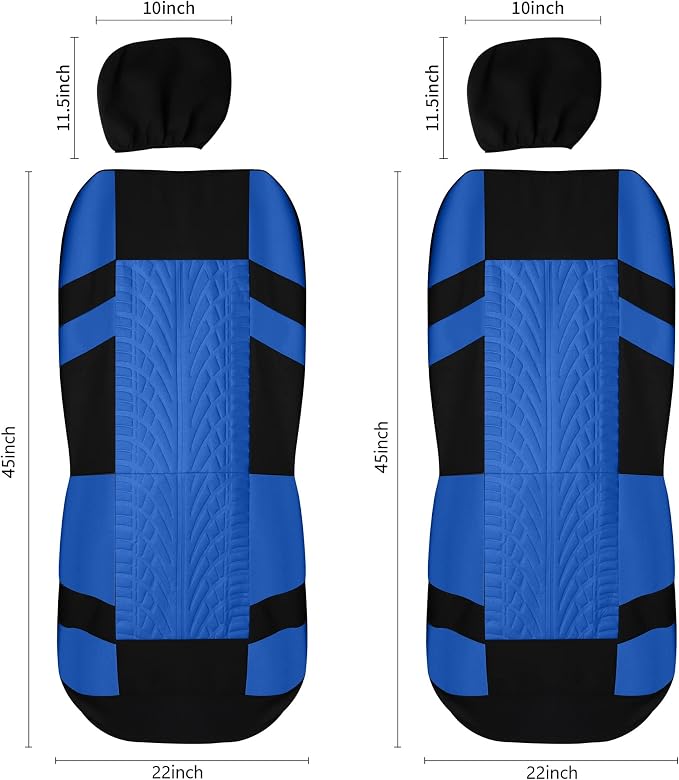 Pariitadin Car Seat Covers Front Pair, Washable and Breathable Seat Covers for Cars, Universal Fit Car Interior Covers for Most Sedan, Truck, SUV, Black/Blue - Image 5