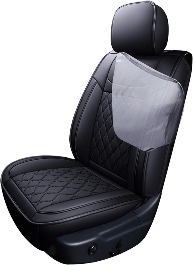 Huidasource Jeep Grand Cherokee Seat Covers, 2 Pieces Waterproof Leather Customized Car Seat Cushion Covers Protectors Compatible with Jeep Grand Cherokee 2011-2022 (2Pcs Front/Black) - Image 6