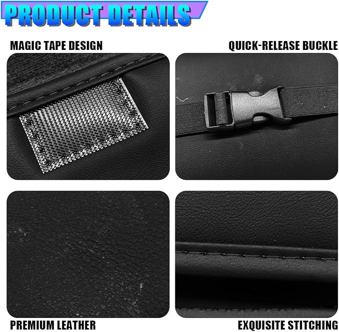 Craedli Car Tissue Holder for Seat Back, PU Leather Backseat Tissue Box Cover, Rectangular Auto Headrest Napkin Case Tissues Storage Organizer for Sedan RV Truck, Keep Car Tidy (Black) - Image 5