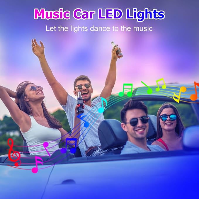 Car LED Lights Interior Light, 10 in 1 Car Ambient Lighting Kits with 315in Fiber Optic, APP Control, Car Accessories Multicolor RGB Neon Car LED Strip Lights with Music Sync Mode and DIY Mode - Image 5