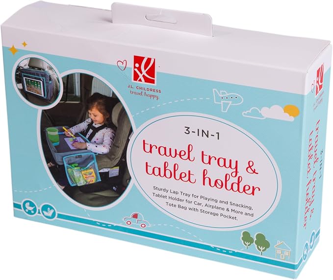 J.L. Childress 3-IN-1 Kids Car Travel Tray & Tablet Holder, Grey Teal - Image 9