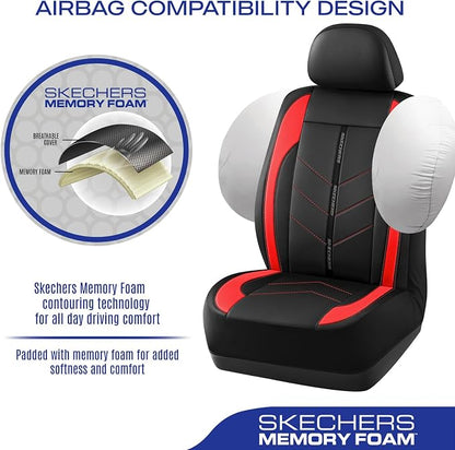 Skechers Car Seat Covers,Luxury Faux Leather Seat Covers,Waterproof Anti Slip Car Seat ProtectorFull Set,Car Accessories Airbag Universal Fit for Most Cars,Vans,Trucks,SUV,Red - Image 5