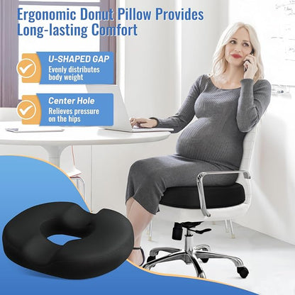 CloudBliss Donut Pillow Stadium Seat Cushion for Tailbone Pain Relief and Hemorrhoids, Memory Foam Seat Chair Cushion, Portable Seat Cushions for Bleachers, Car, Home & Office - Image 6