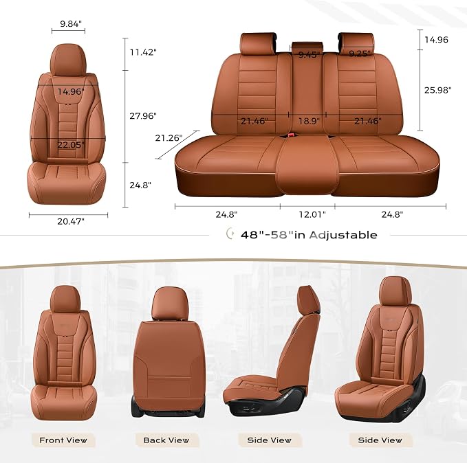 Coverado Car Seat Covers Full Set, Seat Covers for Cars, Front Seat Covers and Back Seat Cover Waterproof Leather Automotive Seat Cover, Universal Car Interior Protectors Cushion for Most Cars - Image 7