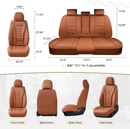 Coverado Car Seat Covers Full Set, Seat Covers for Cars, Front Seat Covers and Back Seat Cover Waterproof Leather Automotive Seat Cover, Universal Car Interior Protectors Cushion for Most Cars - Image 7