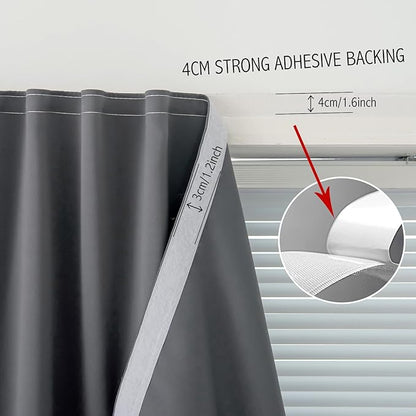 Magic Tape Blackout Curtains for Bedroom No Drillng Self Adhesive Curtains No Rod Small Window, 47" W X 84" L, Grey, 1 Panel - Image 8