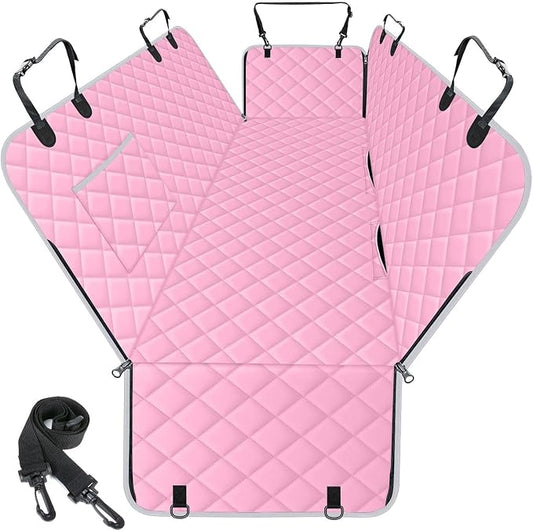 Dog Car Seat Cover for Back Seat, Hard Bottom Hammock Hold 400lbs For Cars | Waterproof,Anti-Scratch,Safety Non-Slip,600D Oxford,Mesh Window,Storage Pocket by HikeSeptPals