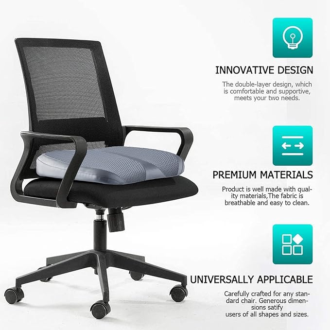 Car Memory Foam Heightening Seat Cushion for Short Drivers, Improve Driving Vision, Double Layered Design, Hip/Tailbone/Lower Back Pain Relief, Adults Booster Seat for Car,Truck,SUV,Office. - Image 5
