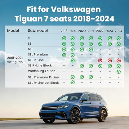 LASFIT for 2018-2024 Volkswagen Tiguan Cargo Liner, Custom fit for 7 Seats | All-Weather Trunk Mat Trunk Liner TPE Backrest & Trunk Mats for VW Tiguan Accessories, Waterproof, Easy to Clean, Black - Image 2