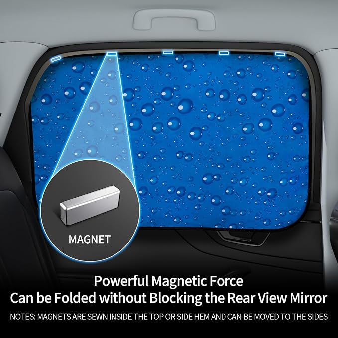 Aokway Magnetic Side Window Sun Shade -100% Block Light Car Window Shades - Car Privacy Curtains Universal Fit for Baby Naps, and Camping with UV Protection (Blue, Rear 2pcs) - Image 4