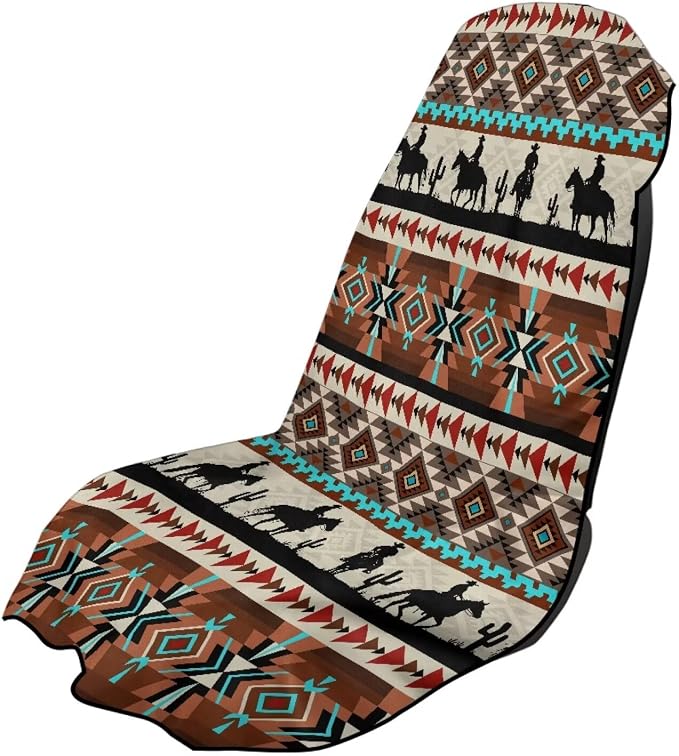 SEANATIVE Aztec Western Horse Print Car Seat Cover – Premium Sweat Towel with Storage Bag for Front Seats in Cars, Trucks, SUVs – Universal Seat Liner, Easy Install, Washable, Breathable Fabric by SEANATIVE