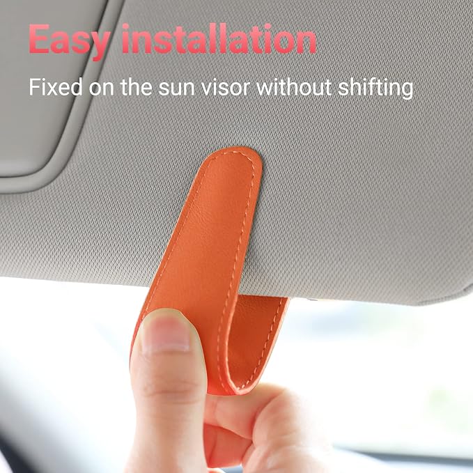 Sunglass Holder for Car Sun Visor Sunglasses Clip Car accessories -Orange | sun visor organizer, ticket card clip, eyeglass sunglasses holder, one-handed magnetic, anti-scratch, car decor for truck SUV - Image 3