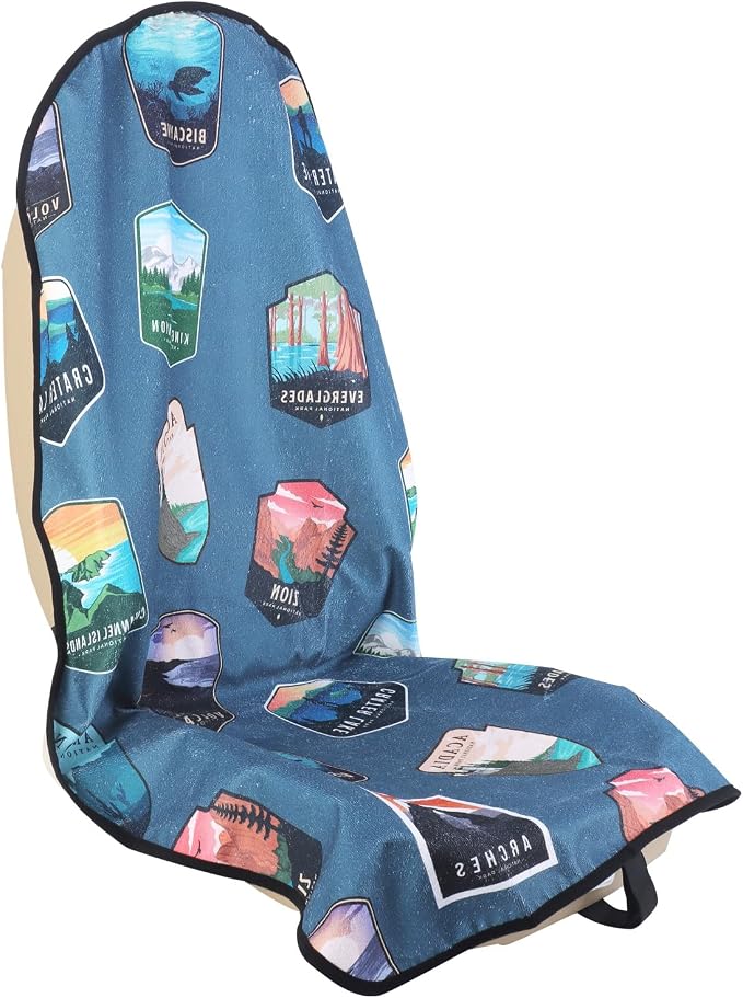 Sweat Towel Car Seat Cover Protector Front Seats for Gym Workout, Running, Swimming, Beach and Hiking, Waterproof Universal Seat Cover for Car, Trucks, Van & SUV (1, National Park, Front) by Unknown