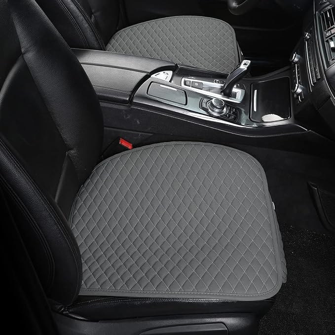 West Llama Pu Leather Car Seat Bottom Covers Protectors Include 1 Pair Front Driver Seat Pad Mat and 1 Rear Bench Cover Universal Fit 90% Vehicles,Gray - Image 9
