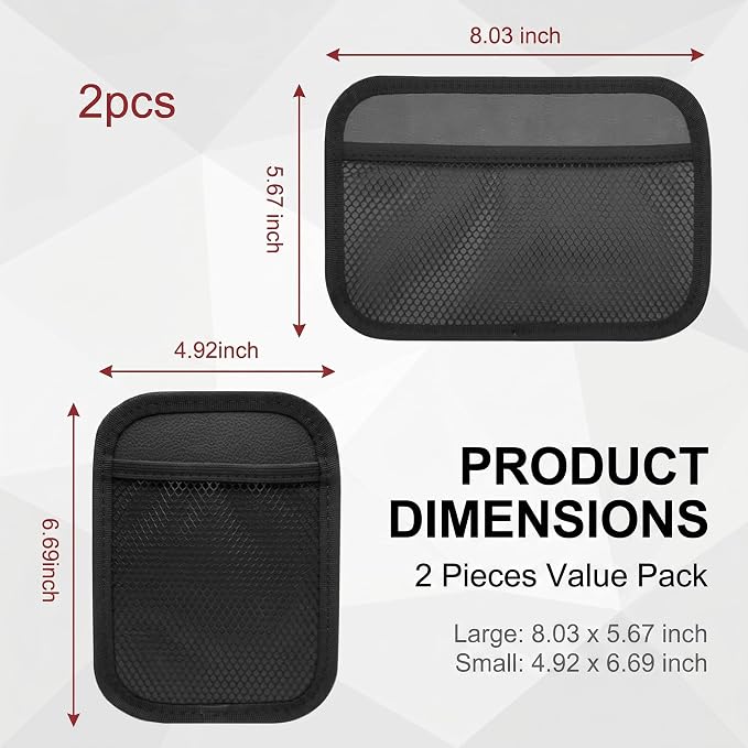 2 PCS Car Organizer Net Pocket, Elastic Mesh Self-Adhesive Side Seat Storage Bag, Portable Seat Gap Filler Storage with 1 Large & 1 Small, Universal for Most Cars, SUVs, Trucks (Black) - Image 2