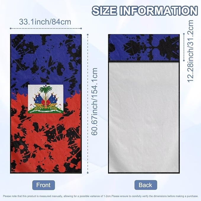 SEANATIVE Sports Towel Seat Covers for Cars - Quick-Dry Sweat Towels for Gym, Hiking & Beach with Anti-Scratch Design (Machine Washable, Universal Fit), Haiti Flag Pattern - Image 7