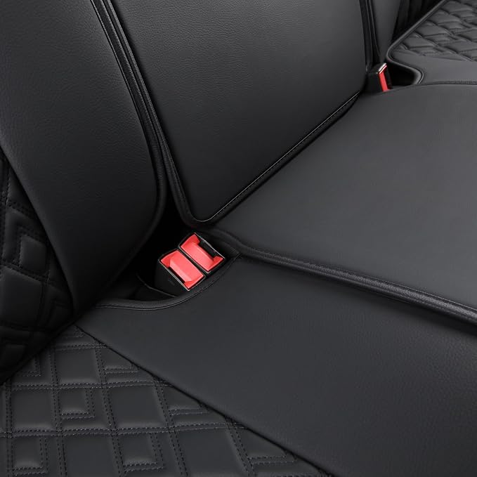 JOJOBAY Chevy Silverado Seat Covers,Leather Seat Covers for GMC Sierra,Custom Fit 2007-2024 1500 2500HD 3500HD Crew Double Extended Regular Cab,LT LZT RST(Full Set,Black Grey) - Image 8