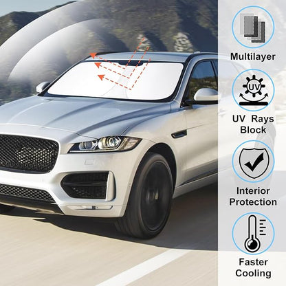 Windshield Sun Shade for 2016-2026 Jaguar F-Pace Accessories | Full covered for windshield, Foldable & Durable, Block UV Rays, Reduce Heat, Easy to install, Keep Car Cooler - Image 2