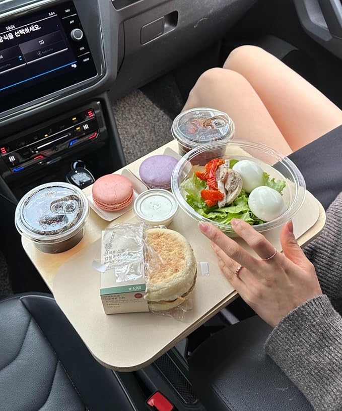 2-in-1 Car Food Tray, Cup Holder Table and Laptop Desk for Parked Cars | Fits fixed round cup holders 2.75–3.9 in, Twist-lock adjustable base, 14.96 x 11.02 in surface, Fit check required by GGDGYEONGGIDOCOMPANY