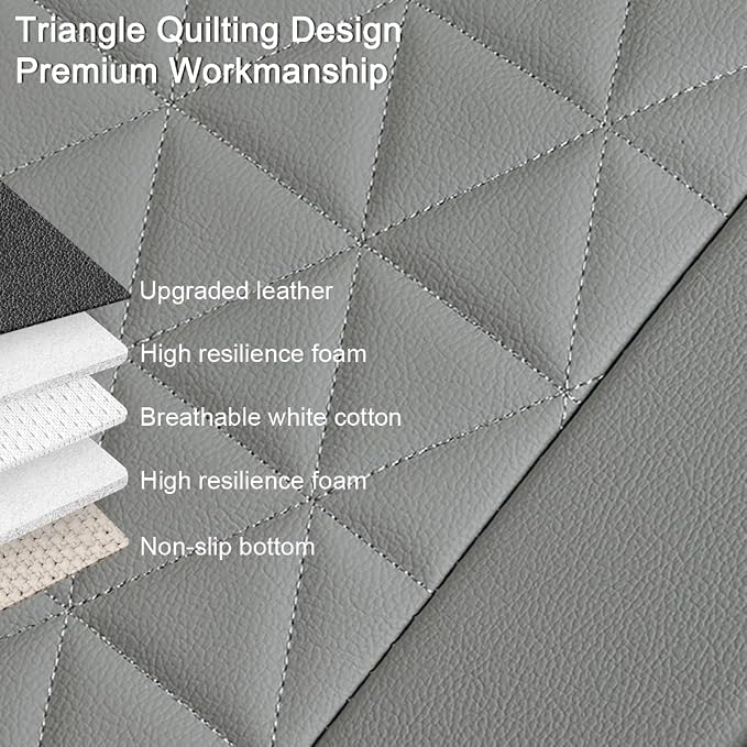 Black Panther Luxury Faux Leather Car Seat Cover Front Bottom Seat Cushion Cover, Anti-Slip and Wrap Around The Bottom, Fits 95% of Vehicles - 1 Piece,Light Gray - Image 3