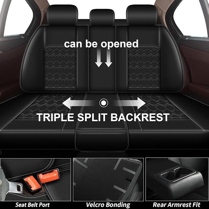 Car Seat Covers for Subaru Forester 2007-2026 2027 Full Set Faux Leather | Waterproof Breathable Scratch Resistant 360° Wrap Airbag Compatible Easy Clean (5 Seats,Black) - Image 2