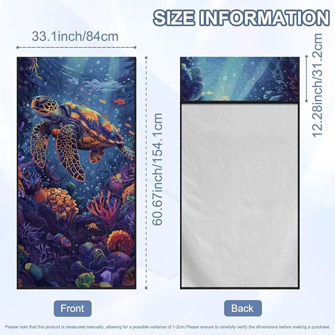 Sea Turtle Print Car Seat Covers for Front Seats Sweat Absorption Athletic Towels for Car Seats with Storage Bag(Hot Yoga, Gym, Sports Accessories) - Image 7