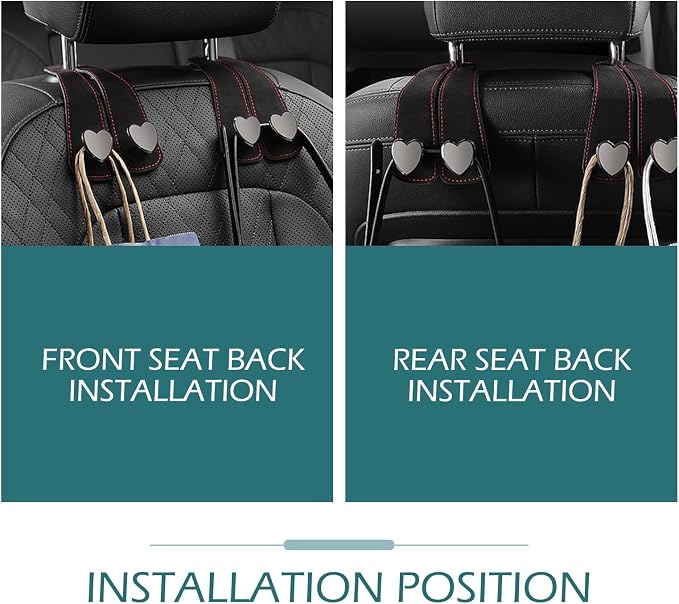 2 PCS Car Purse Hook, Cute Headrest Hooks, Seat Back Storage Holder, for Umbrellas Wallets Support, Multifunctiona Car Accessories (Black) - Image 6