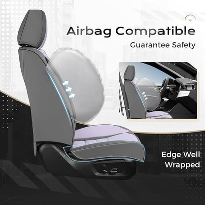 Coverado Car Seat Covers Front, Seat Covers for Cars, Waterproof 2-Pack Car Seat Cushions, Leather Carseat Seat Protectors, Universal Seat Covers Fit for Most Sedans SUV Pick-up Trucks(Gray&Purple) - Image 5