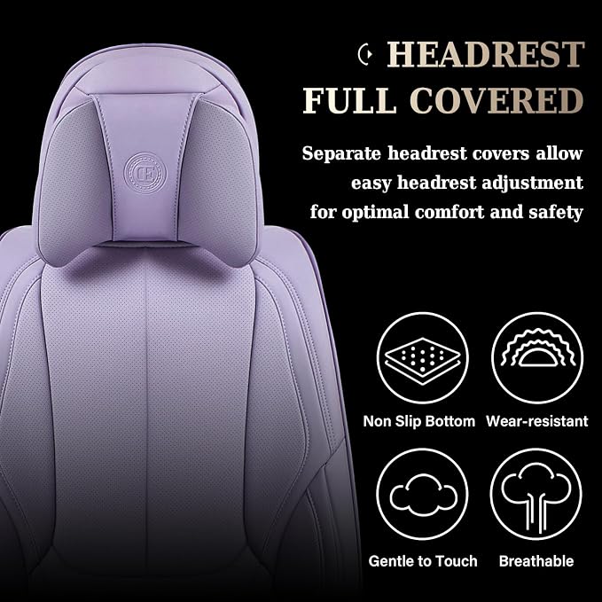 Coverado Car Seat Covers, Seat Covers for Cars, Waterproof Leather Auto Seat Protectors, Leather Car Seat Cushion, Car Interiors Accessories Universal Fit for Most Cars - Image 4