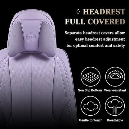 Coverado Car Seat Covers, Seat Covers for Cars, Waterproof Leather Auto Seat Protectors, Leather Car Seat Cushion, Car Interiors Accessories Universal Fit for Most Cars - Image 4
