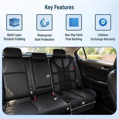 Autobase Car Seat Protector for Child Car Seat | Largest and Thickest Waterproof Backseat Protector for Kids and Pets | Heavy-Duty Non-Slip Rubber Padded Backing (Black, XL – 1 Pack) - Image 3