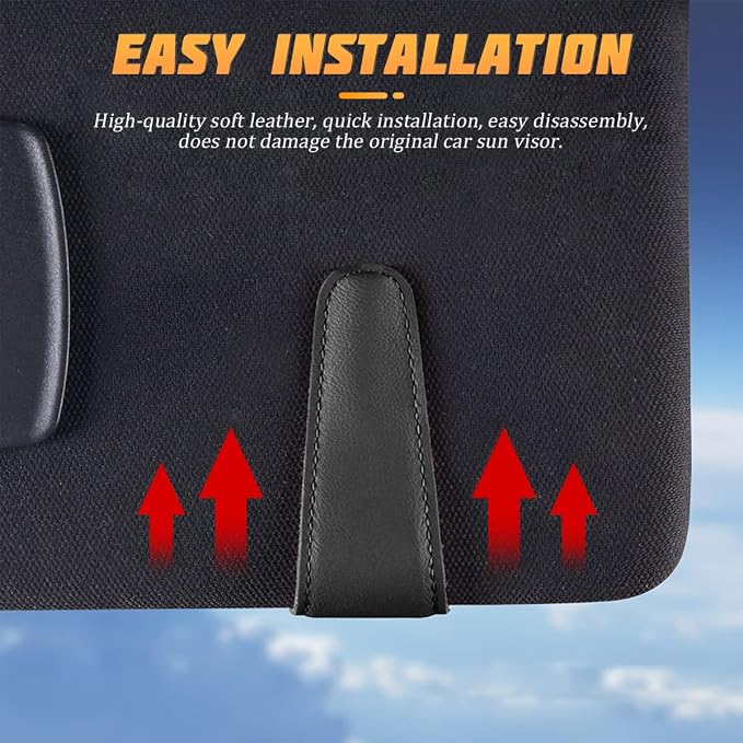 AICEL Sunglasses Holders for Car Sun Visor, Leather Magnetic Clip, Wine Red | Leather Eyeglasses Hanger Mounter, Magnetic Glasses Holder and Ticket Card Clip, Car Accessories, Universal Fit - Image 5