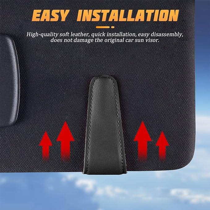 AICEL Sunglasses Holders for Car Sun Visor, Leather Magnetic Clip, Black | Leather Eyeglasses Hanger Mounter, Magnetic Glasses Holder and Ticket Card Clip, Car Accessories, Universal Fit - Image 5