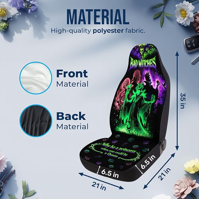 GENANY Bad Queen Car Seat Covers Set of 2, Horror Breathable Front Seat Covers for Truck Sedan SUV, Couple Car Accessories, Horror Gift for Women Men - Image 4