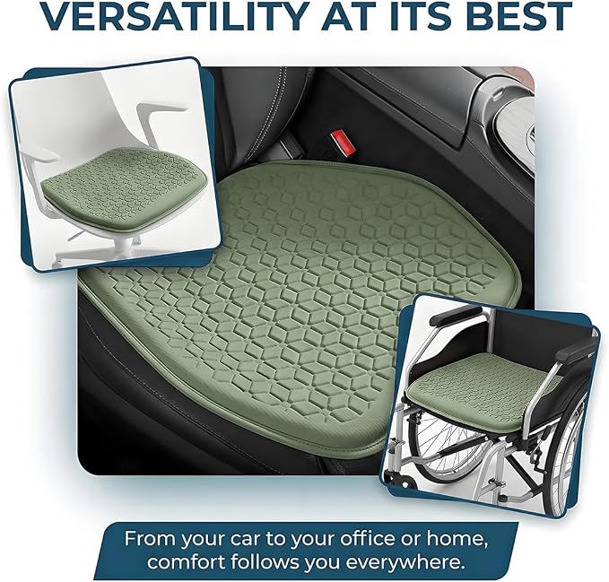 Gel Car Seat Cushion, Breathable Non-Slip Automotive Chair Mat Cover Protector for Driving, Comfortable Vehicle Interior Front Seat Chair Cushion Accessories, Universal Fit (Green) - Image 4