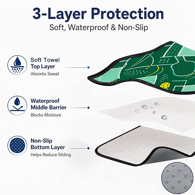 Car Seat Towel Cover 2 Pack for Front Seats, Sweat Absorbent Car Seat Protector with Non-Slip Backing, Waterproof Towel Car Seat Covers for Runners, Gym, Swimming, Beach, Green Court Sport - Image 3
